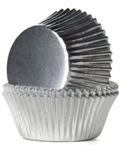 House of Marie Baking Cups Folie Zilver pk/24
