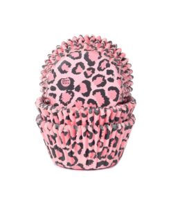 House of Marie Baking Cups Luipaard Roze pk/50