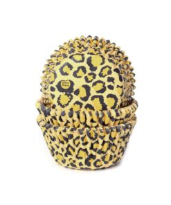 House of Marie Baking Cups Luipaard Geel pk/50