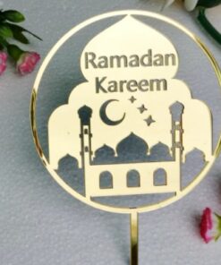 Ramadan Kareem Moskee Caketopper Acryl Goud