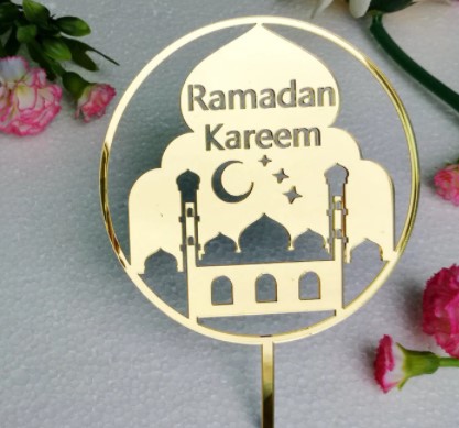 Ramadan Kareem Moskee Caketopper Acryl Goud