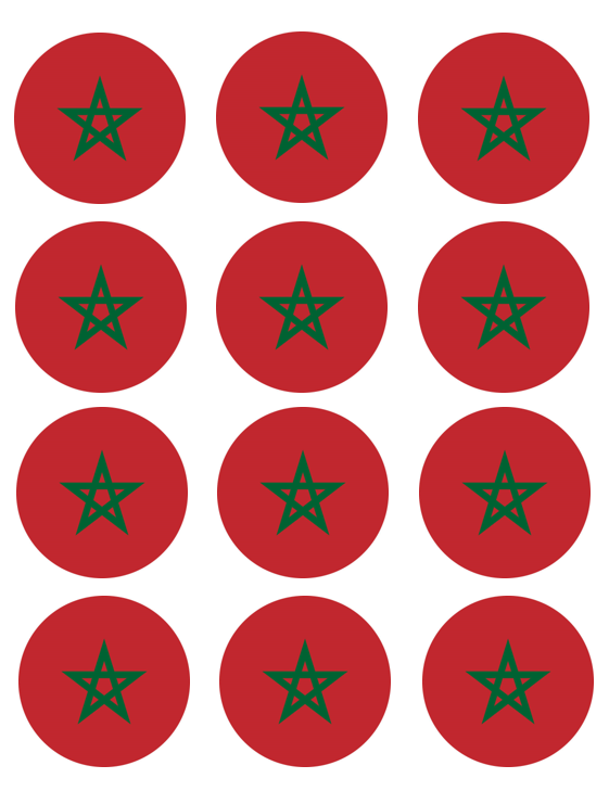 Eetbare print Marokkaanse vlaggetjes rond