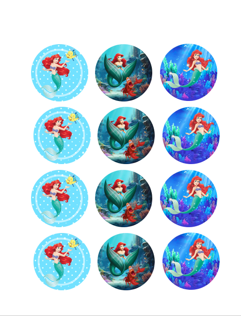 Eetbare print Little Mermaid Cupcakes