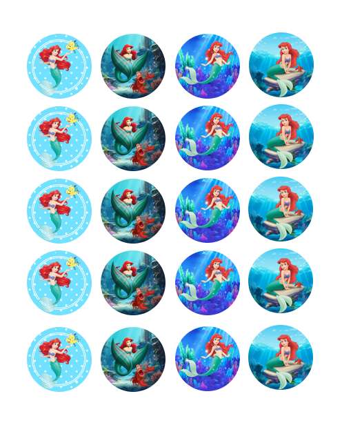 Eetbare print Little Mermaid Cupcakes Mini