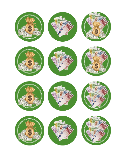 Eetbare print Money eurodollar Cupcakes