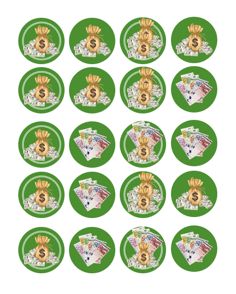 Eetbare print Money eurodollar Cupcakes Mini