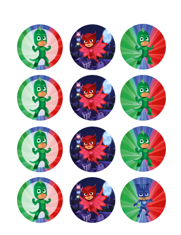 Eetbare print PJ Masks Cupcakes