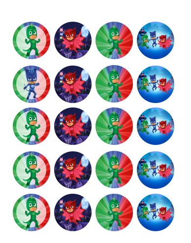 Eetbare print PJ Masks Cupcakes Mini