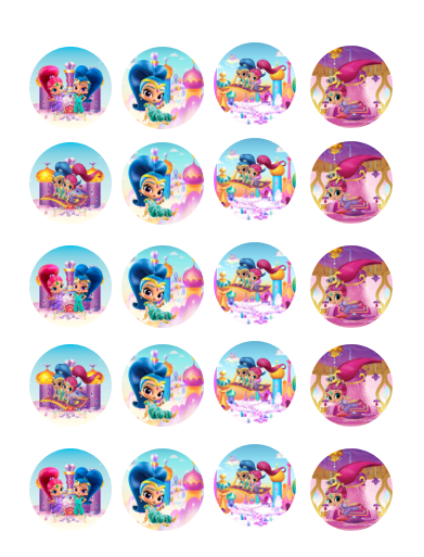 Eetbare print Shimmer&Shine Cupcakes Mini
