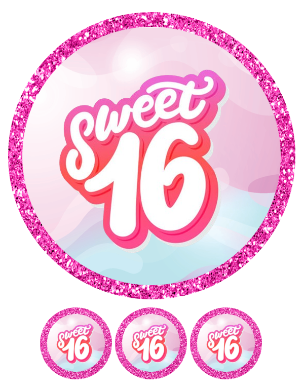 Eetbare print Sweetsixteen Thema 20cm