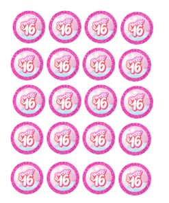 Eetbare print Sweetsixteen Thema Cupcakes Mini