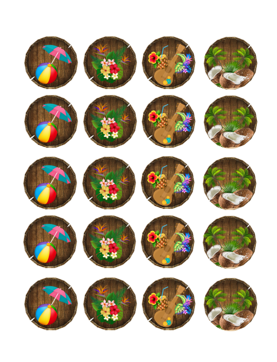 Eetbare print Tropical Cupcakes Mini