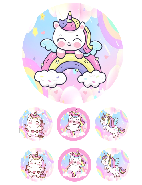 Eetbare print RainbowUnicorn 15cm