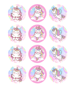 Eetbare print RainbowUnicorn Cupcakes