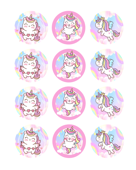 Eetbare print RainbowUnicorn Cupcakes