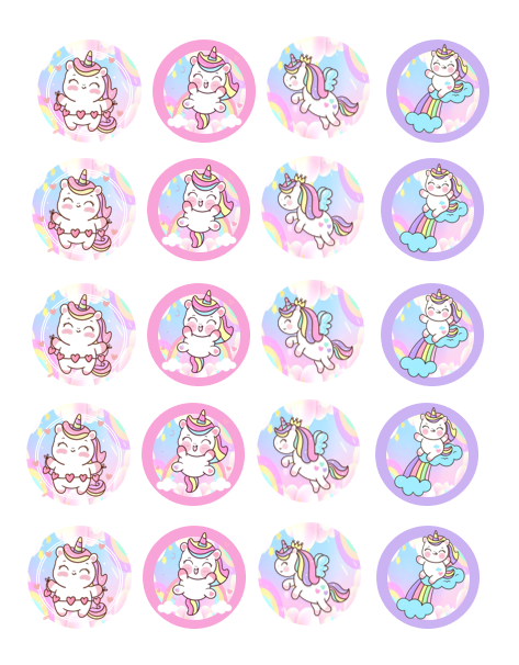 Eetbare print RainbowUnicorn Cupcakes Mini