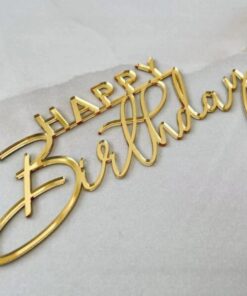 Happy Birthday Caketopper Acryl Goud (set 3)