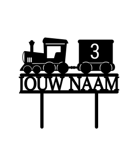 Birthday Boy Trein Caketopper (met instekers)