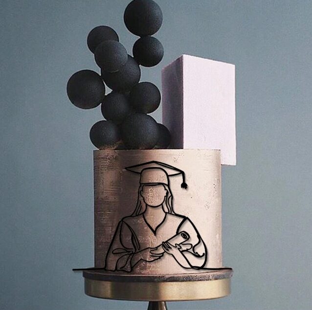 Geslaagd Caketopper Acryl Zwart - Afbeelding 2