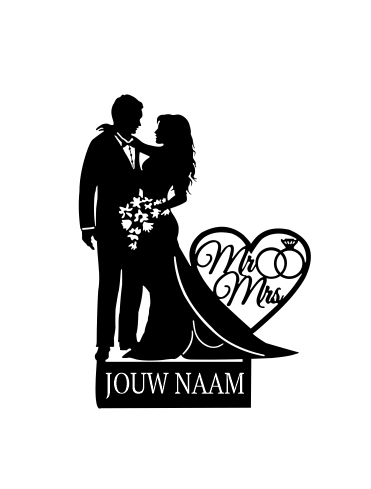 Wedding Bruidskoppel Hartje Caketopper