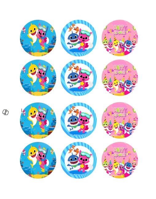 Eetbare print Baby Shark Cupcakes