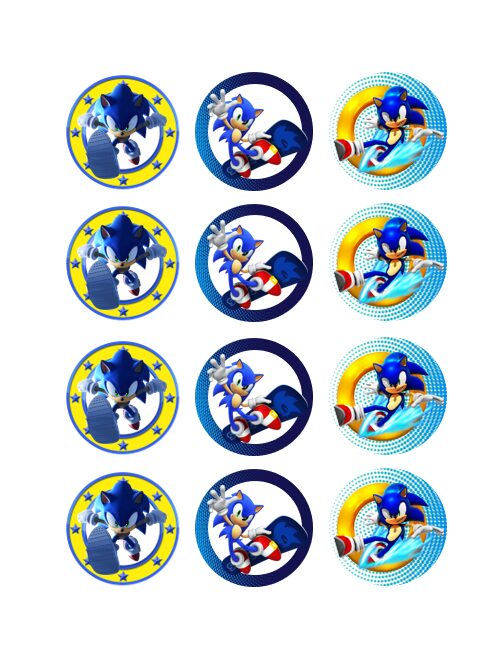 Eetbare print Sonic the Hedgehog Cupcakes