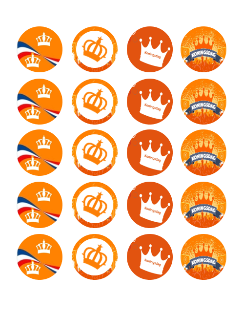 Eetbare print Koningsdag Cupcakes Mini