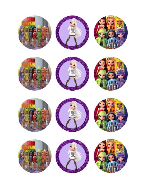 Eetbare print Rainbow High Cupcakes