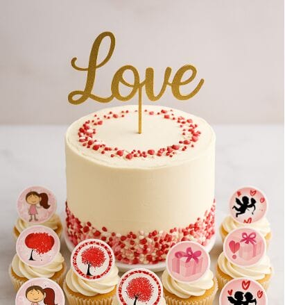 Taart met eetbare print, caketopper en sprinkles
