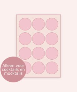 Cocktail/Mocktail prints Rond – A4 vel met 12 stuks (ca. 6 cm)