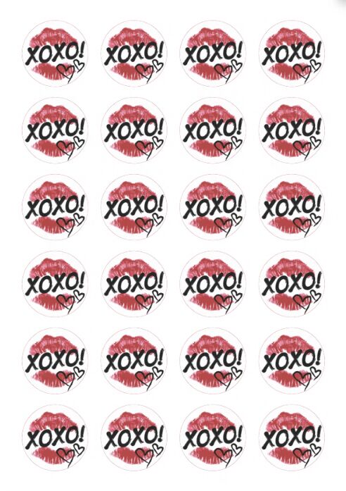 Eetbare print Valentijn Rond 24 stuks (ca. 4cm)