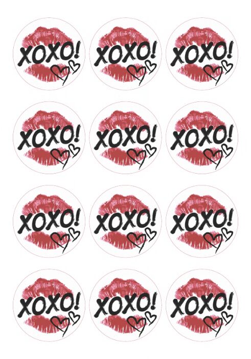 Eetbare print Valentijn Rond 12 stuks (ca. 6cm)