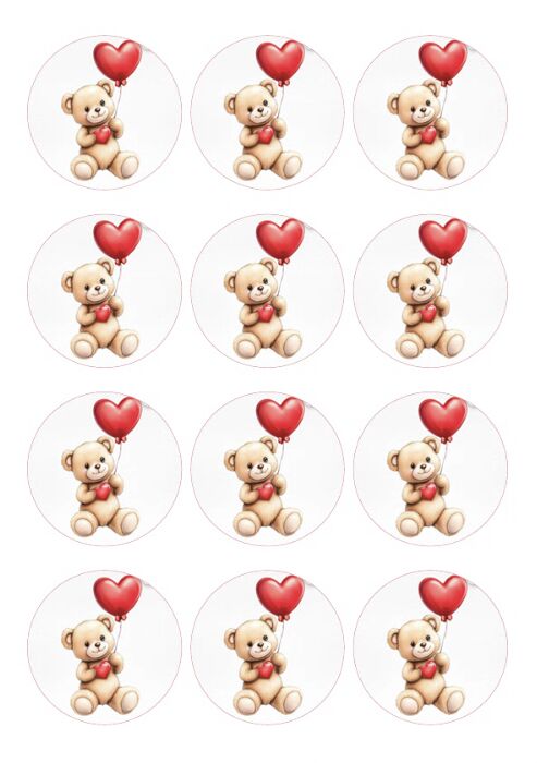 Eetbare print Valentijn Rond 12 stuks (ca. 6cm)