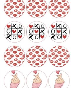 Eetbare print Valentijn Rond 12 stuks (ca. 6cm)