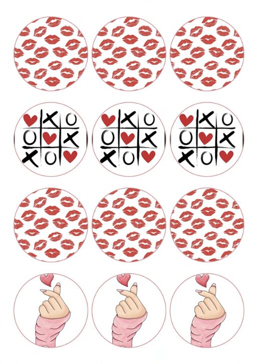 Eetbare print Valentijn Rond 12 stuks (ca. 6cm)