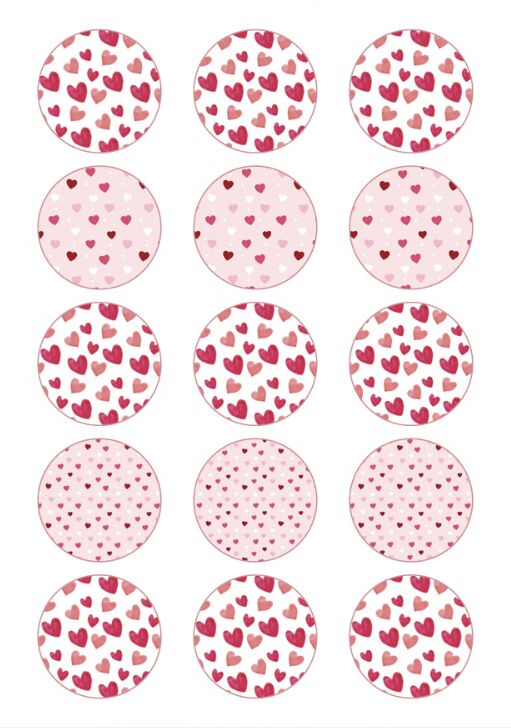 Eetbare print Valentijn Rond 15 stuks (ca. 5cm)