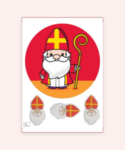 Eetbare print Sinterklaas met staf 20cm