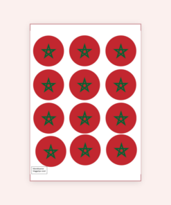 Eetbare print Marokkaanse vlaggetjes rond