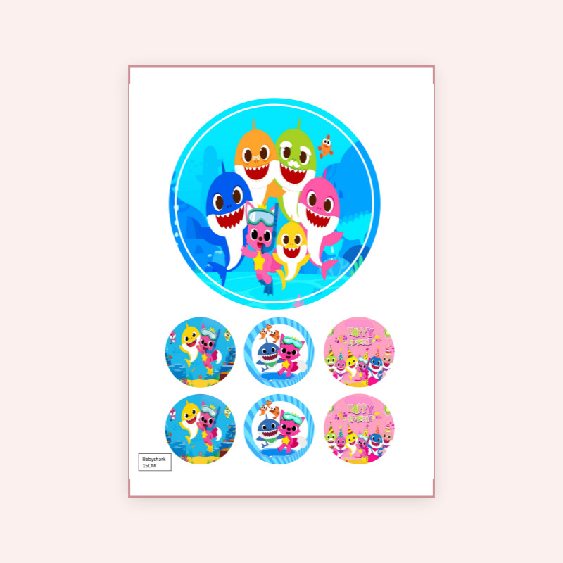 Eetbare print Baby Shark 15cm