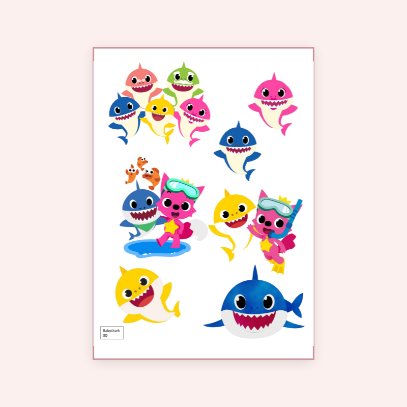 Eetbare print Baby Shark 3D