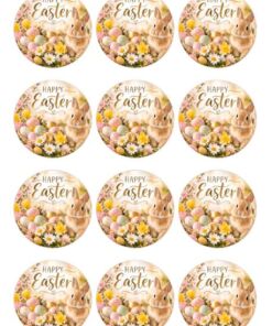 Eetbare print Easter rond 12 stuks (ca. 6cm)