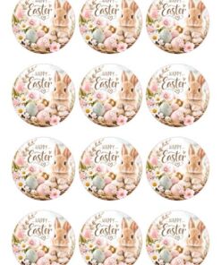 Eetbare print Easter rond 12 stuks (ca. 6cm)