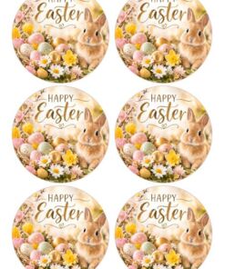 Eetbare print Easter rond 6 stuks (ca. 9cm)