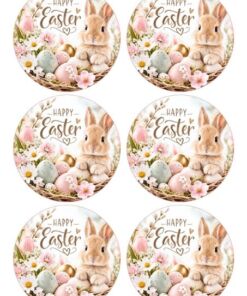 Eetbare print Easter rond 6 stuks (ca. 9cm)