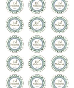 Eetbare print Eid Mubarak rond 15 stuks (ca. 5cm)