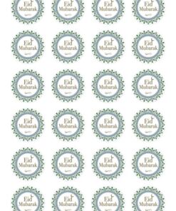 Eetbare print Eid Mubarak rond 24 stuks (ca. 4cm)