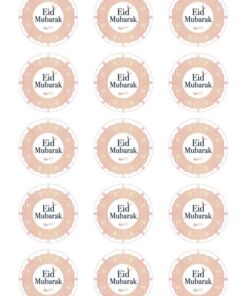 Eetbare print Eid Mubarak rond 15 stuks (ca. 5cm)