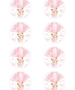 Eetbare print Teddy Bear rond 8 stuks (ca. 6cm)