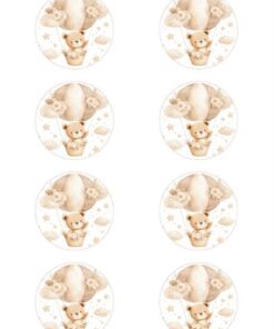 Eetbare print Teddy Bear rond 8 stuks (ca. 6cm)