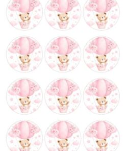 Eetbare print Teddy Bear rond 12 stuks (ca. 6cm)